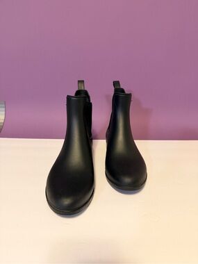 J.Crew Black Rubber Chelsea Rain Booties | US Women's Size 7